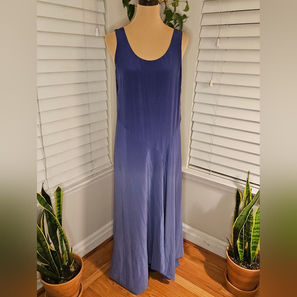Eileen Fisher Silk Georgette Crepe Asymmetrical Midi Dress